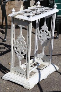 Appraisal: Victorian white painted wrought iron umbrella stand h x w