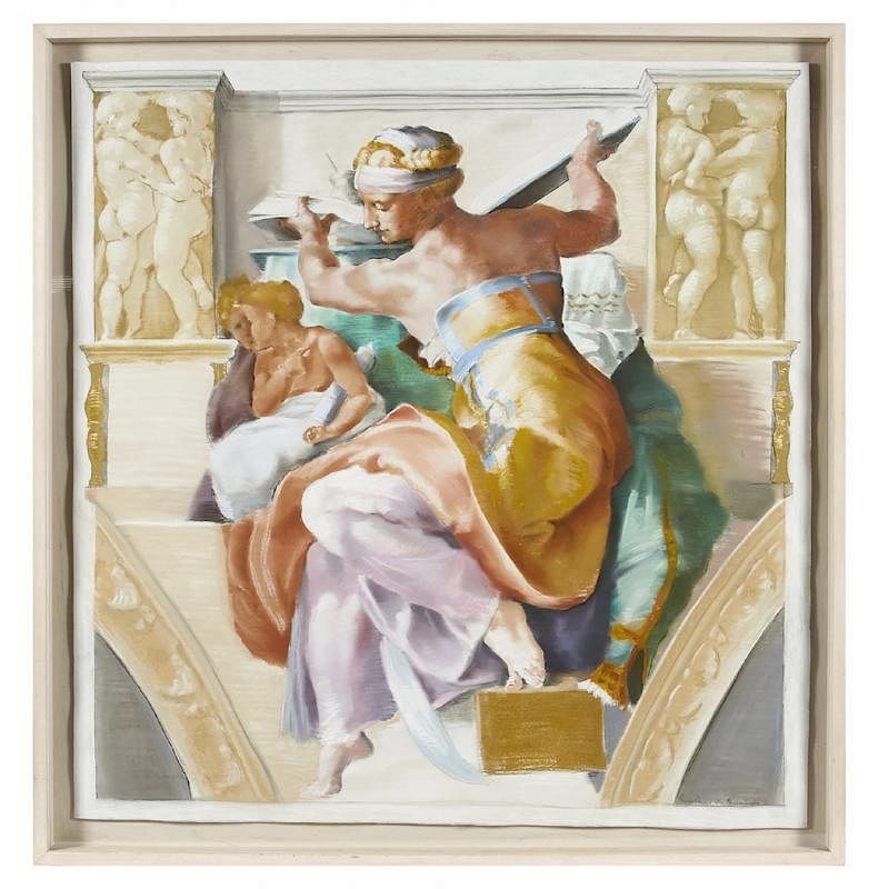 Appraisal: George Dawnay After Michaelangelo pastel and gouache George Dawnay b