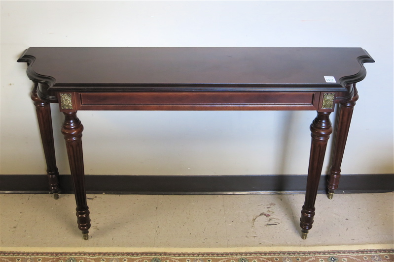 Appraisal: LOUIS XVI STYLE MAHOGANY CONSOLE TABLE The Bombay Company recent