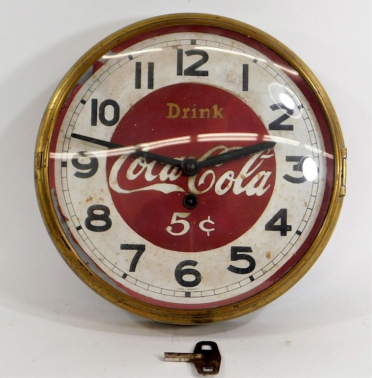 Appraisal: Coca-Cola Key Wind Advertising Wall Clock United States th Century