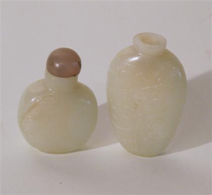 Appraisal: Two good White jade snuff bottleslate th century and later