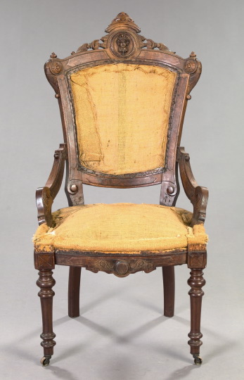 Appraisal: American Renaissance Revival Walnut Sidechair third quarter th century attributed