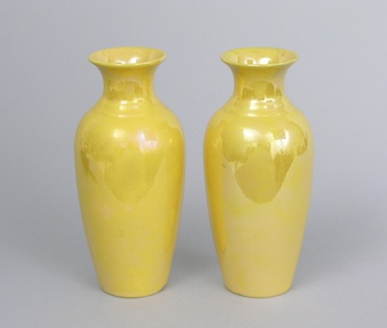 Appraisal: A Pair of Delicate Yellow Lustre Porcelain Vases A pair