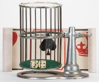 Appraisal: Chuck-a-Luck Cage with Two Dice and Crown and Anchor Layout