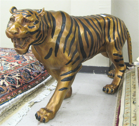 Appraisal: LIFE-SIZE BRONZE WILDLIFE SCULPTURE the study of a male Bengal