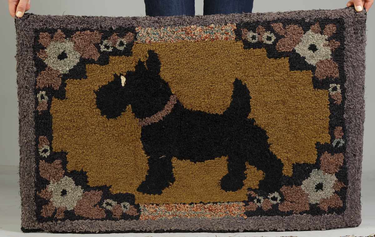 Appraisal: Hooked Rug w Scottie Dog Condition Very good Dimensions ''