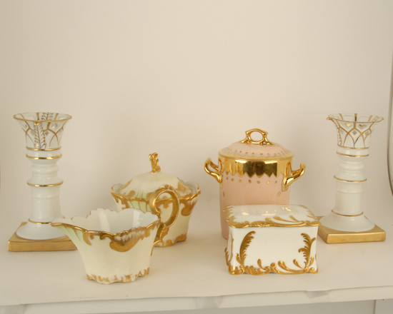 Appraisal: China Lot Limoges Sugar Creamer with gilt trim Cauldon Dresser