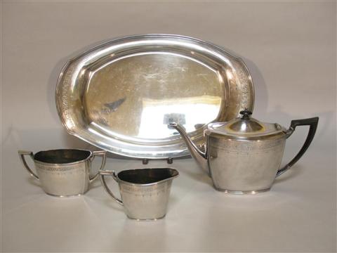 Appraisal: COMMUNITY PLATE SILVER PLATED TEA SET AND TRAY Each piece