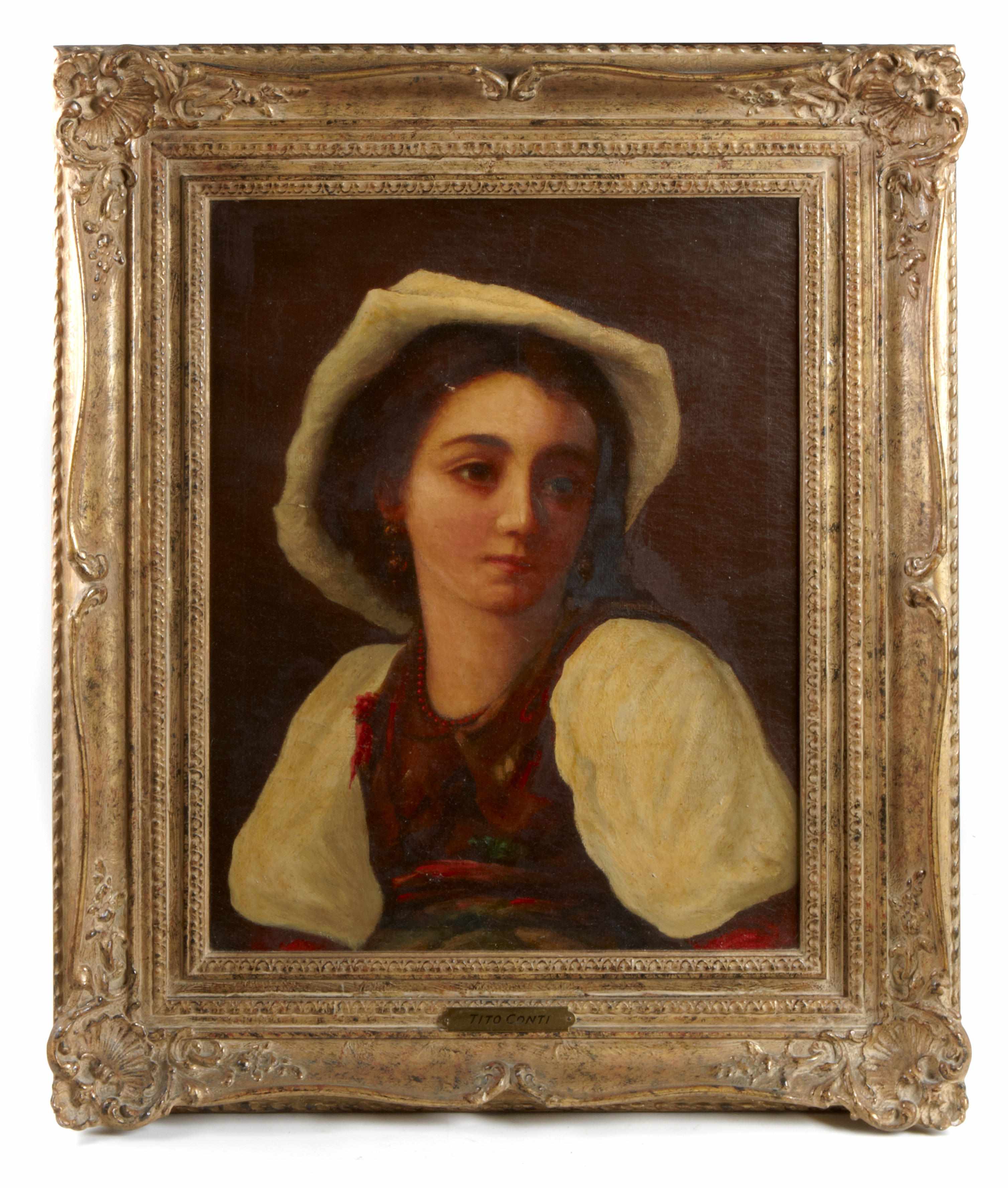 Appraisal: Italian School Portrait of a woman bears spurious signature 'Conti'