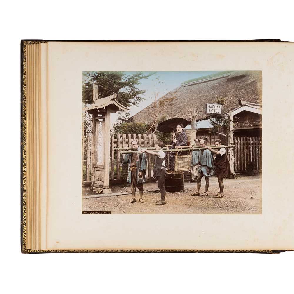 Appraisal: JAPAN- PHOTOGRAPHY ALBUM OF VIEWS STREET SCENES AND PORTRAITS MEIJI