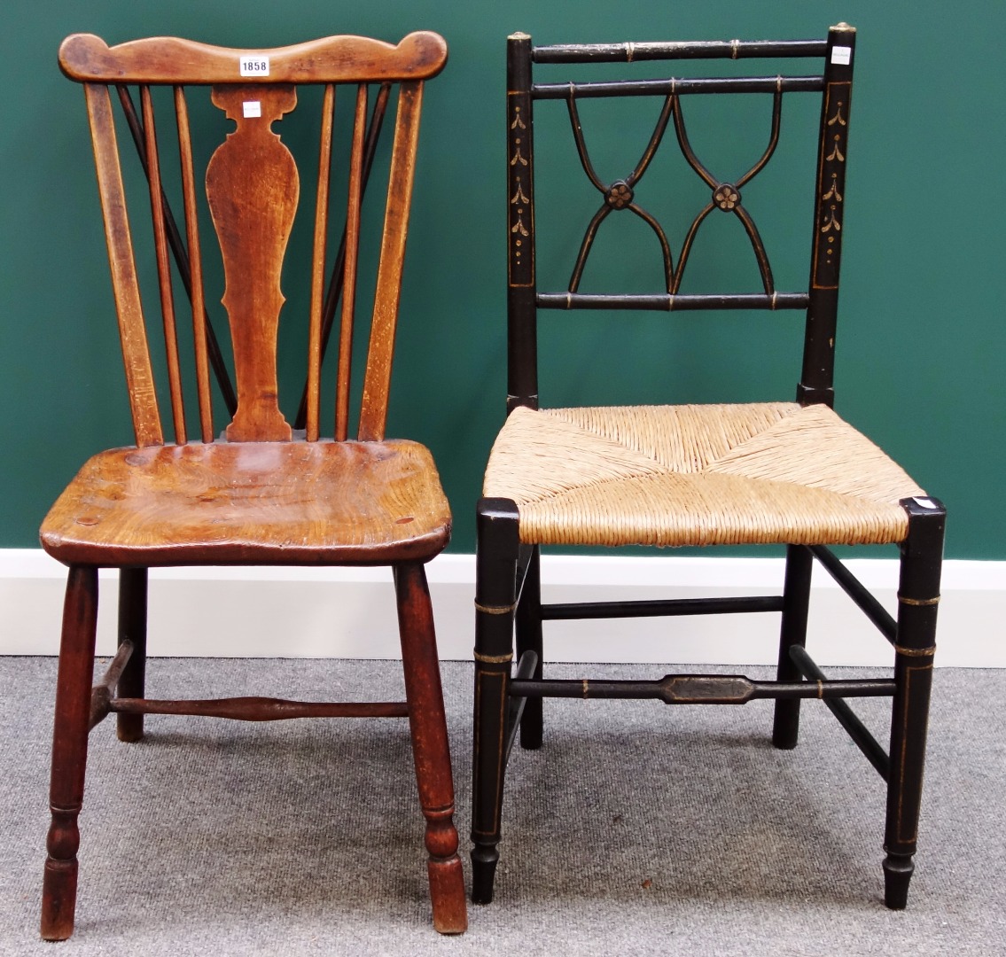 Appraisal: A Regency painted rush seat single chair together with a