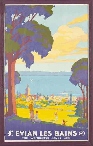 Appraisal: Poster by G o Fran ois ''EVIAN LES BAINS''circa printed