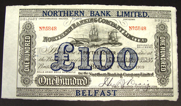 Appraisal: Northern Banking Co Ltd Ireland one hundred pound note dated