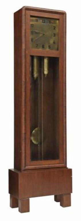 Appraisal: German Art Deco oak longcase clock Embee c s rectangular