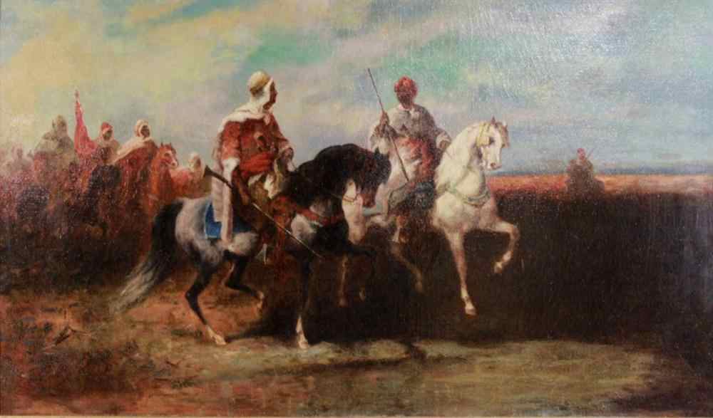 Appraisal: CIRCLE OF ADOLPH SCHREYER GERMAN - ARABS ON HORSEBACK Oil