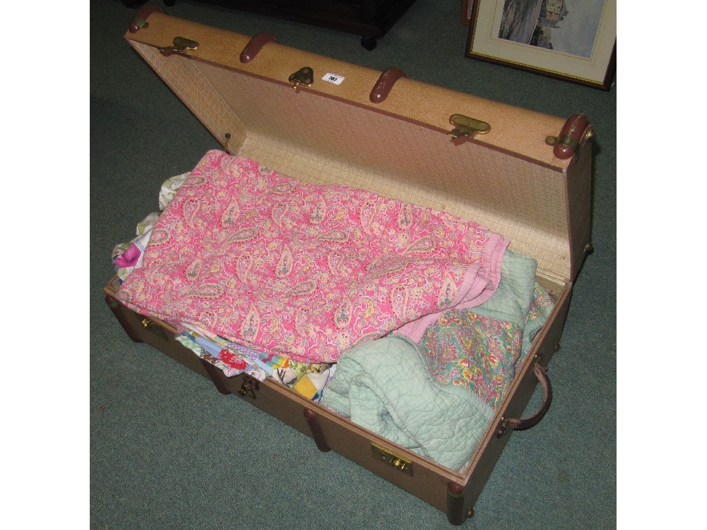 Appraisal: Lot of patchwork quilts in travel trunk