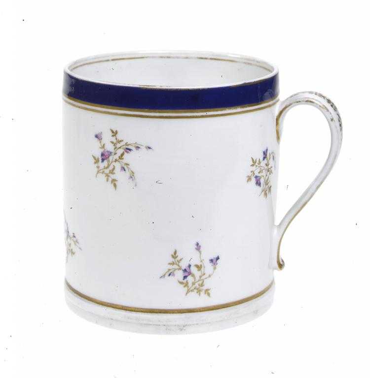 Appraisal: A PINXTON PORTER MUG enamelled and gilt with scattered sprigs