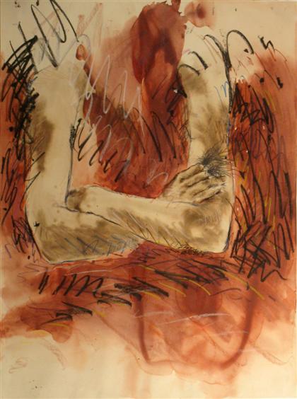 Appraisal: JODY PINTO american b CROSSED ARMS Watercolor on paper Executed