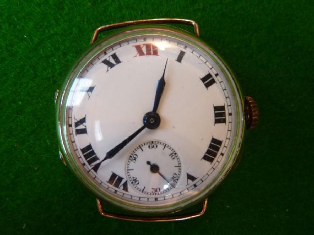 Appraisal: A vintage gentleman's wristwatch with enamel dial and ct gold