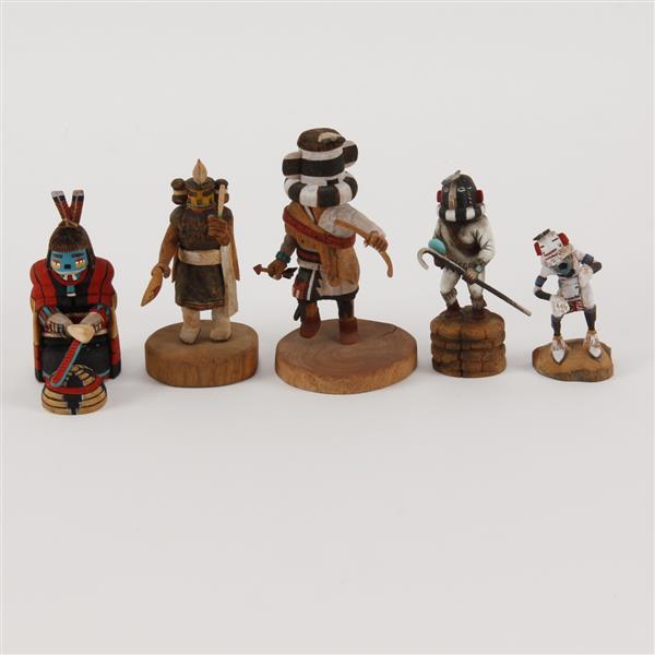 Appraisal: Five Native American Navajo Hopi Kachina Dolls Signed Hutu Kachina