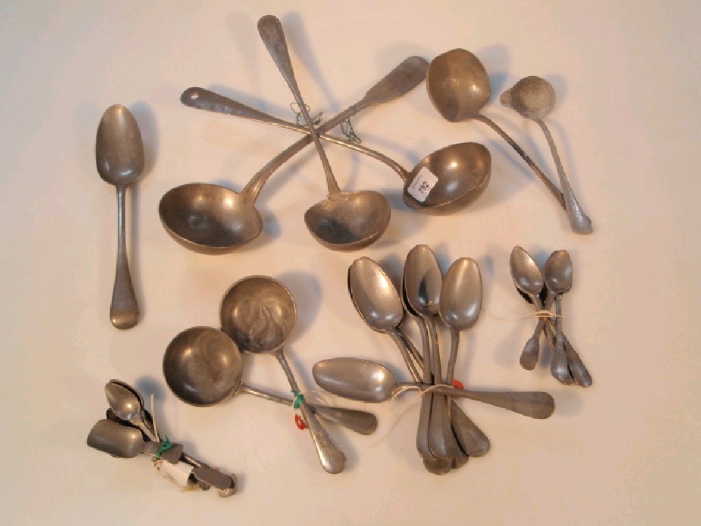 Appraisal: A collection of thC and later pewter spoons and ladles