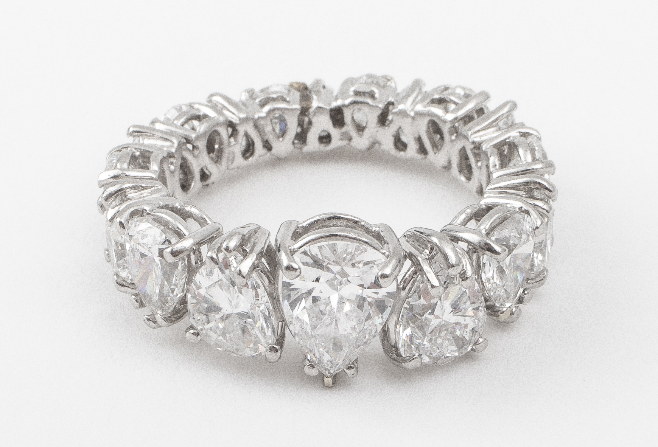 Appraisal: PLATINUM CT PEAR SHAPED DIAMOND ETERNITY RING Platinum approx carats