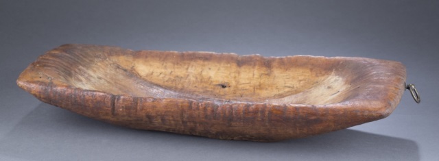 Appraisal: th c Treenware Dough Bowl Rectangle form roughly carved from