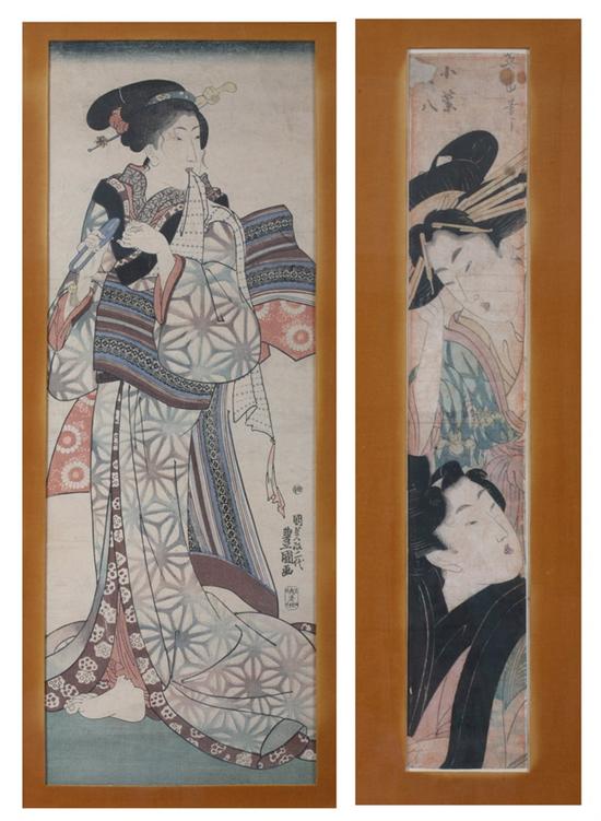 Appraisal: UTAGAWA TOYOKUNI Japanese - GEISHA color woodcut framed Together with