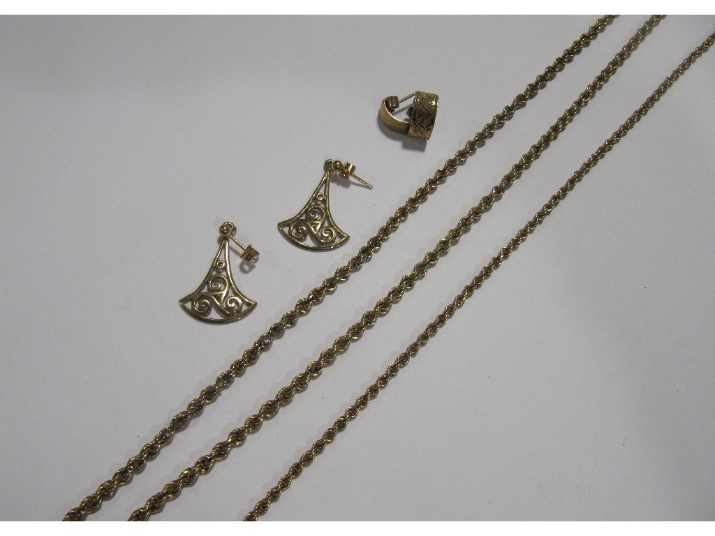 Appraisal: Lot of ct gold items two include three rope neck