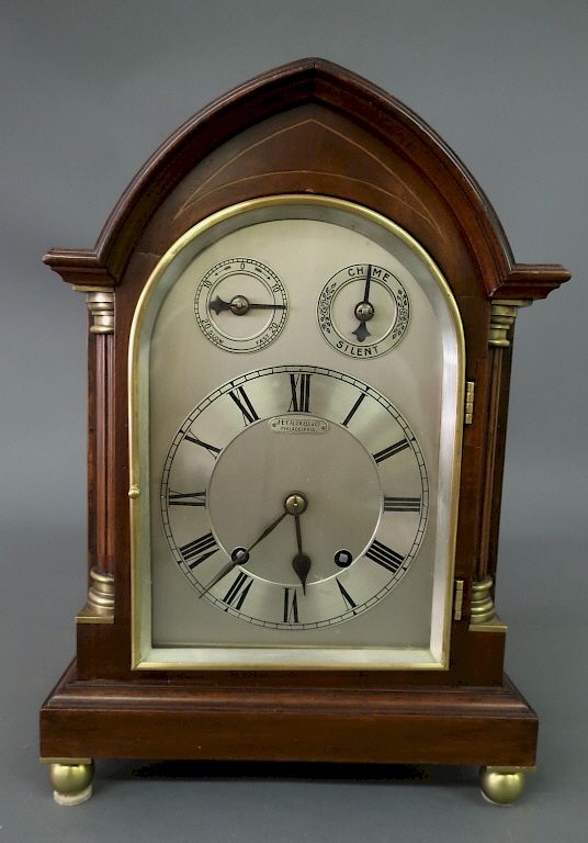 Appraisal: Mahogany Cased Bracket Clock Mahogany cased bracket clock with German