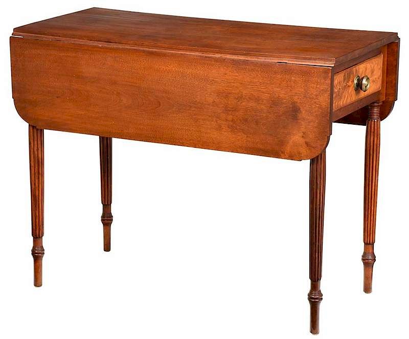 Appraisal: American Federal Walnut Pembroke Table early th century shaped drop