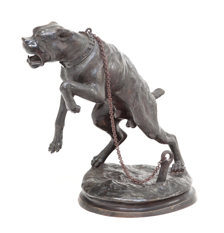 Appraisal: France - Signed on base Late cast guard dog after