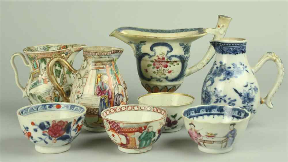 Appraisal: COLLECTION OF CHINESE EXPORT CUPS AND MILK JUGS AND EWERS