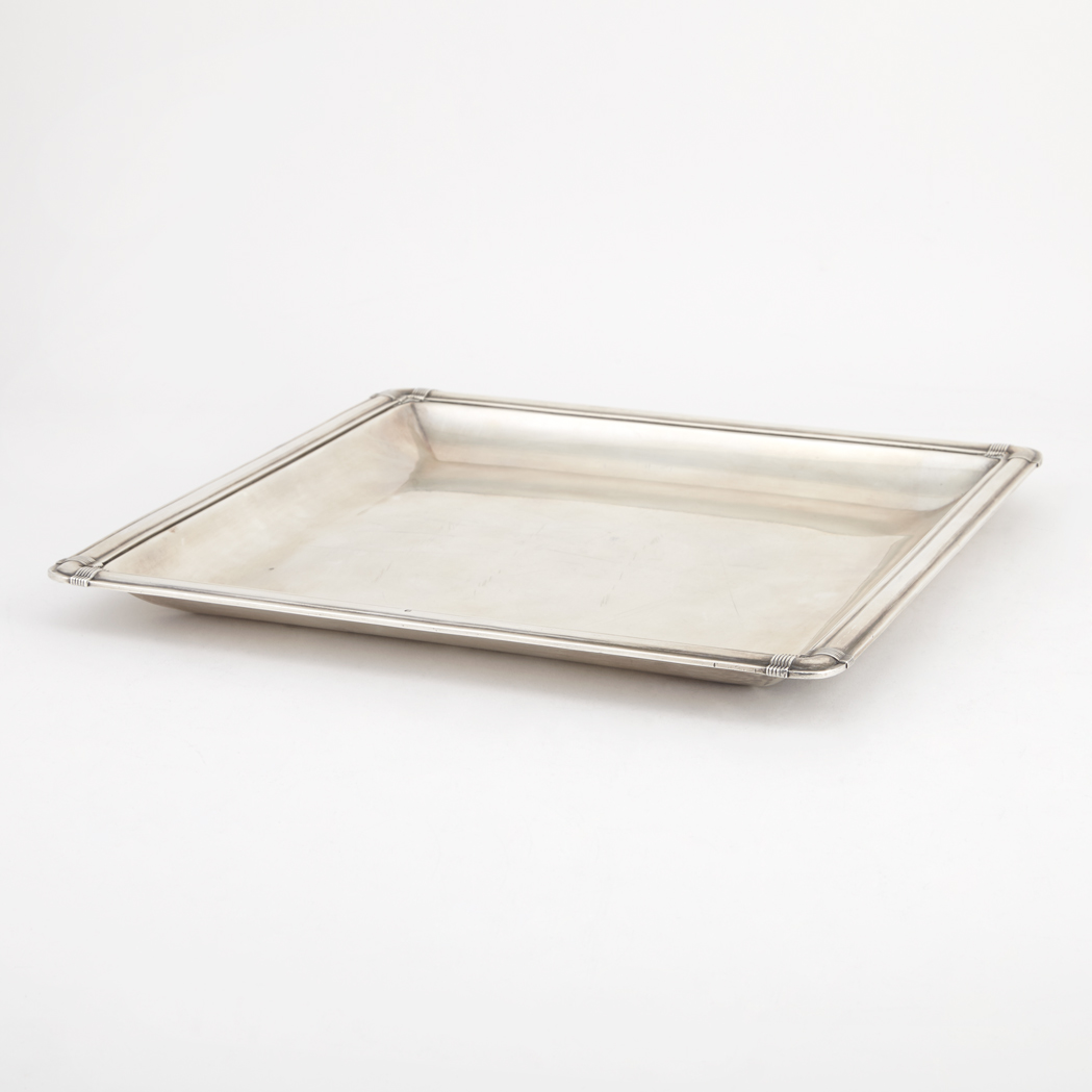 Appraisal: Jean E Puiforcat Silver Tray Mid th century Of square