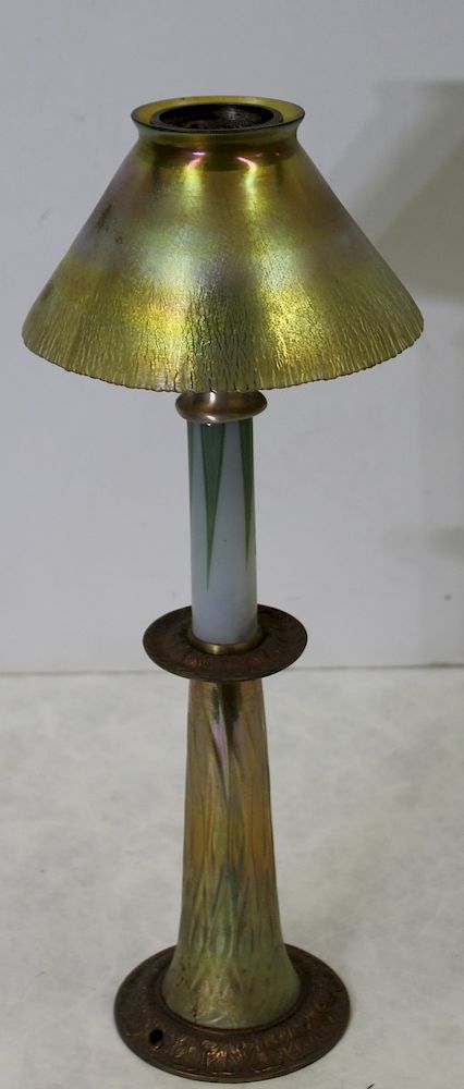 Appraisal: TIFFANY STUDIOS Favrille Glass Candle Lamp Signed on the base