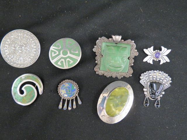 Appraisal: pc Vintage Sterling Silver Brooches Mexicanand other including signed examples