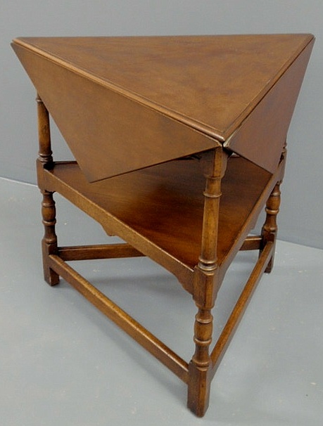 Appraisal: Unusual mahogany end table th c with a drop-leaf tri-corner