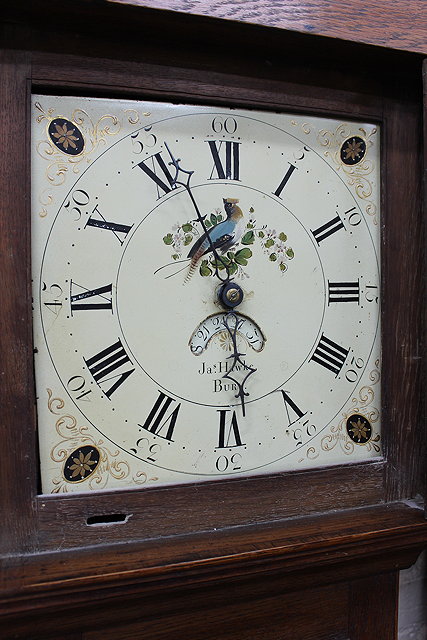 Appraisal: A TH CENTURY OAK CASED HOUR LONGCASE CLOCK the painted