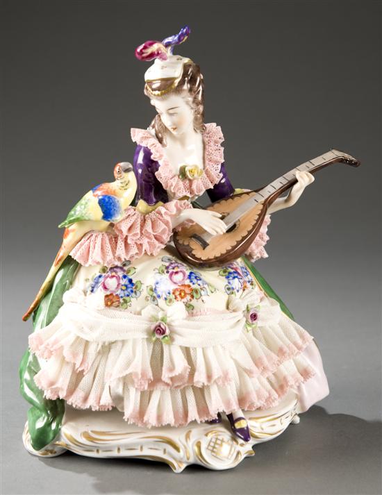 Appraisal: Oldest Volkstedt Porcelain Factory figure of a woman playing a