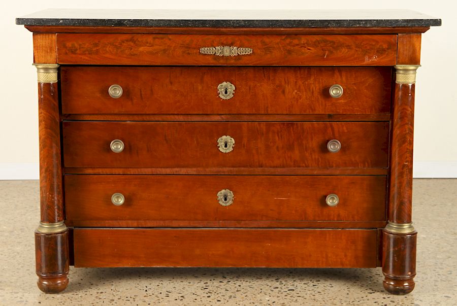 Appraisal: TH C FRENCH EMPIRE STYLE MAHOGANY COMMODE A nineteenth century