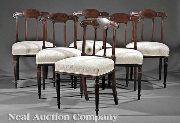 Appraisal: A Set of Six Regency Carved Mahogany Side Chairs th