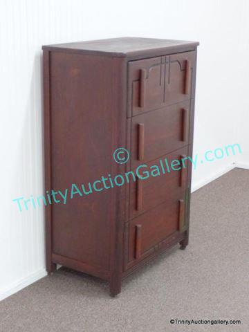 Appraisal: Vintage 's Deco style Chest of Drawers Solid wood with