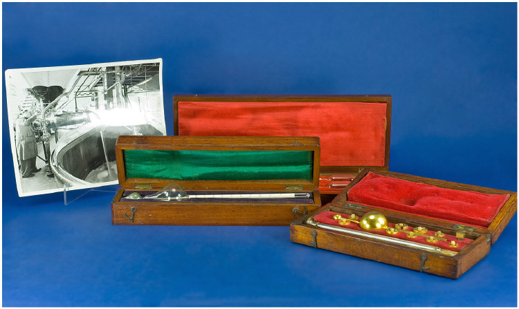 Appraisal: Mahogany Cased Sikes Hydrometer And Five Saccharometers In Two Mahogany