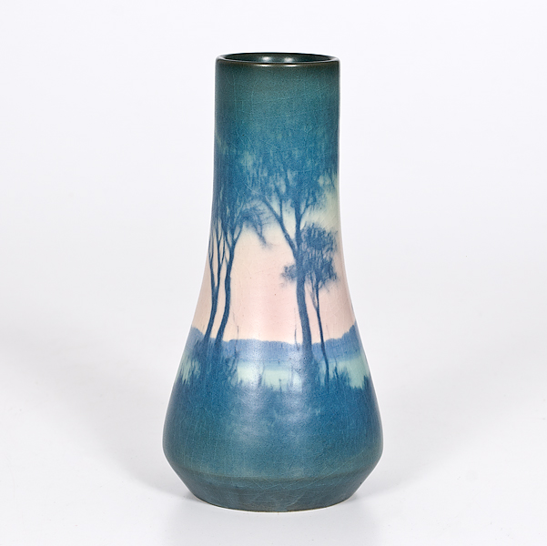 Appraisal: Cincinnati A Rookwood vellum vase featuring a scenic sunset decorated