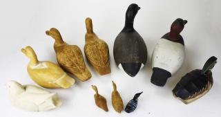 Appraisal: decorative wooden duck decoys including unfinished examples decorative wooden duck