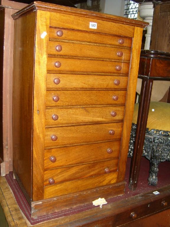 Appraisal: A Victorian mahogany collectors specimen cabinet the panelled door enclosing