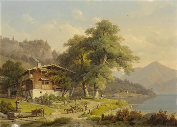 Appraisal: SCHEUCHZER WILHELM Zurich - Munich Rural landscape with lake Oil