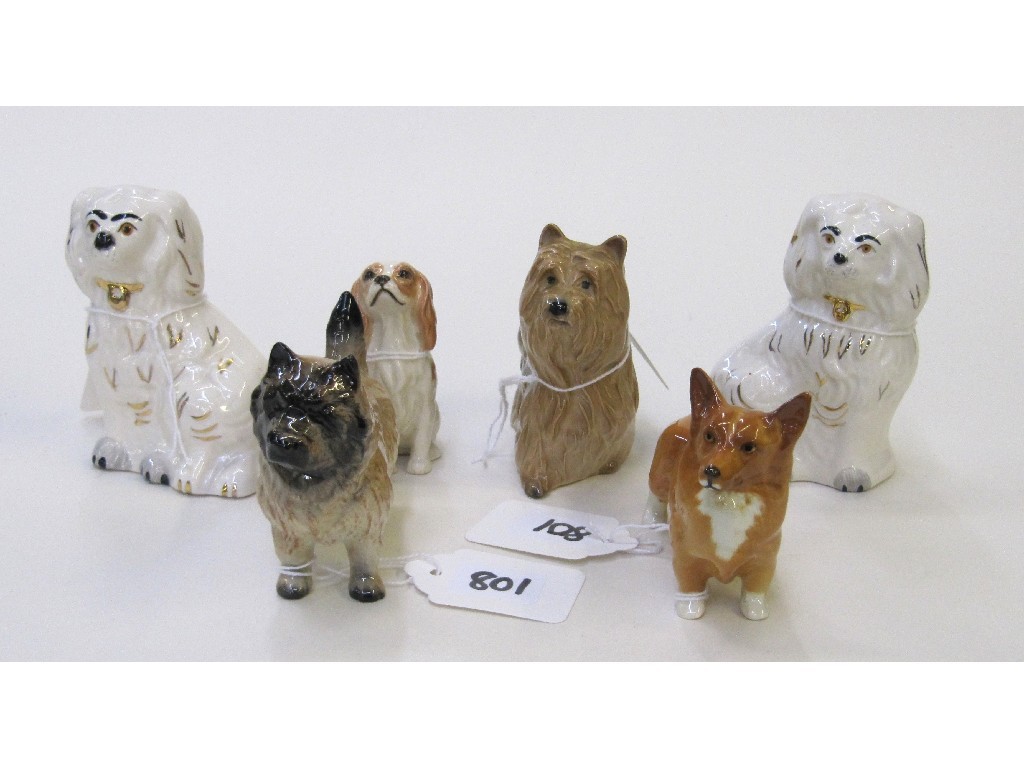 Appraisal: Six Beswick figures of dogs to include wally dugs Cairn