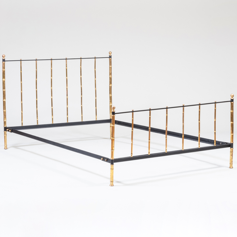 Appraisal: Neoclassical Style Steel Brass Faux Bamboo Bed in the Style