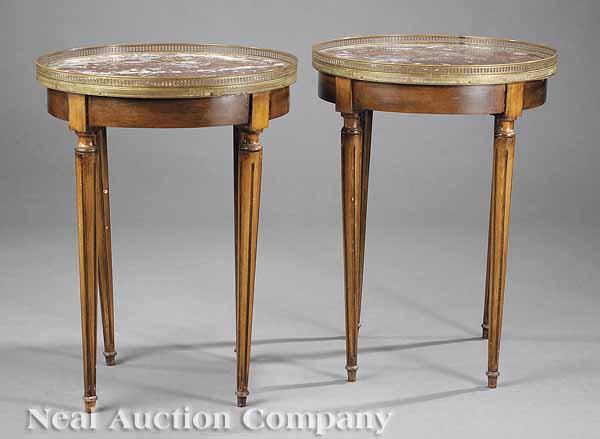 Appraisal: A Pair of Louis XVI-Style Bouillotte Tables each with rouge